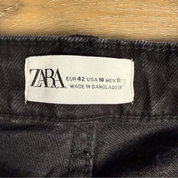 Zara Black Ankle Cropped Kick Flare Jeans, Size 10 - Picture 6 of 6